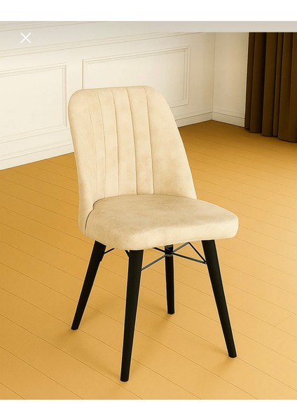 Karegold Mutfak Sandalyesi 2 Adet (Siyah Metal Ayaklı)