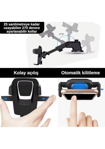 Içi Telefon Tutucu Vakumlu Araba Ayarlanabilir Cam ve Torpido Için Yüksek Kalite Tutucu (Vakumlu) modelleri