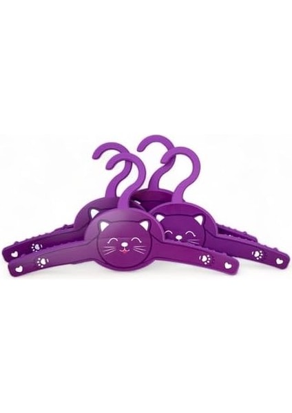 Sevimli Mor Kedili 4'lü Plastik Çocuk ve Bebek Askısı, Bebek Askı Seti, Çocuk Askı Seti fiyatları