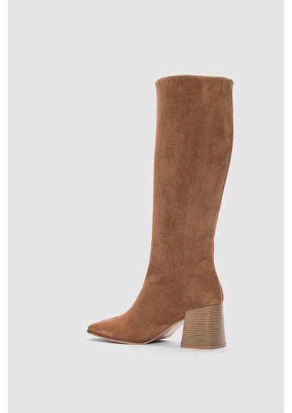 Liore Küt Burun Kadın Çizme- Taba Süet modelleri