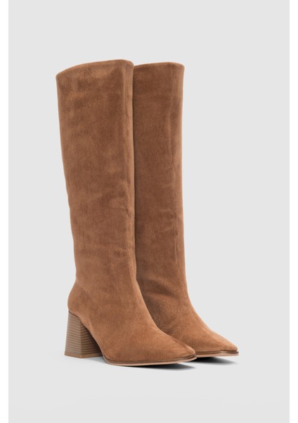 Liore Küt Burun Kadın Çizme- Taba Süet fırsatları