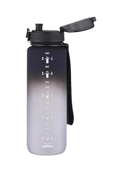 1000ML Büyük Boy Soft Çift Renk Motivasyon Tritan Su Matarası (Siyah-Beyaz) fiyatları