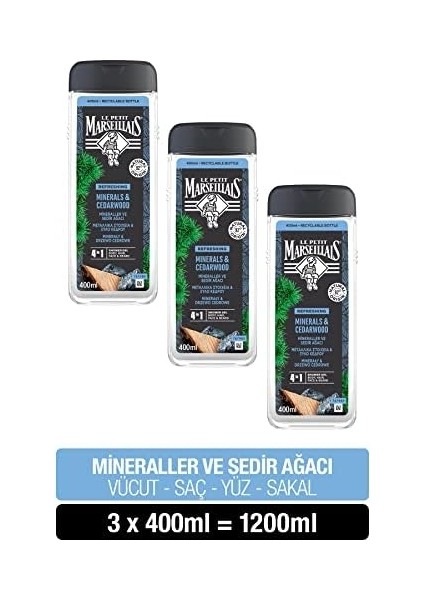 Le Petit Marseillais Duş Jeli Men Serisi Mineral ve Sedir Ağacı (3 x 400 Ml) fiyatları