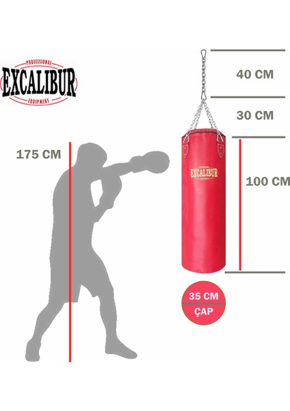 Klasik Boks Torbası 100 x 35 cm Kırmızı modelleri