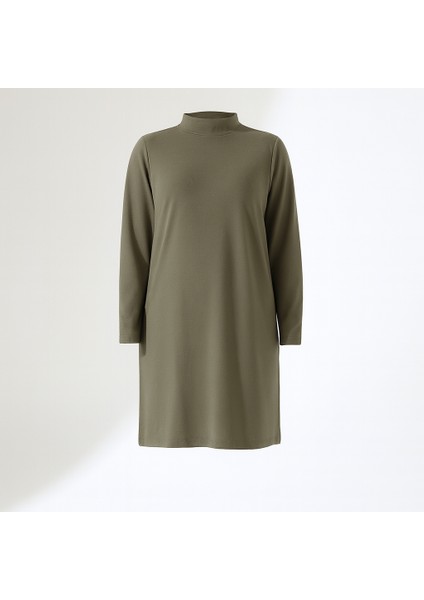 Kadın Boğazlı Yün Viskon Uzun Büyük Beden Kazak