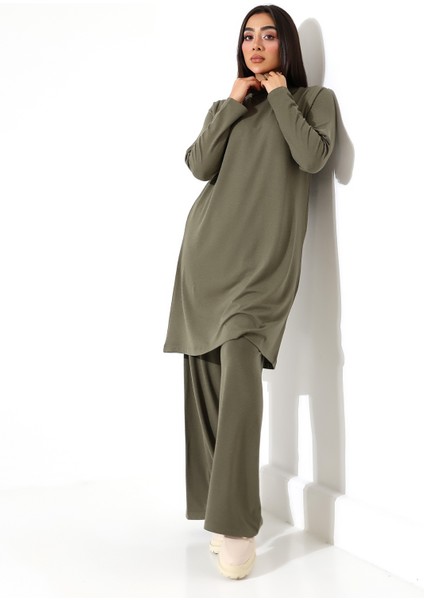 Kadın Boğazlı Yün Viskon Uzun Büyük Beden Kazak