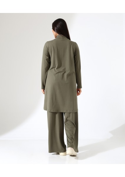 Kadın Boğazlı Yün Viskon Uzun Büyük Beden Kazak