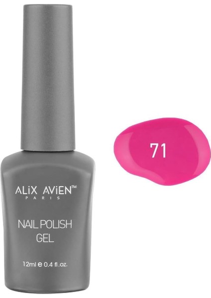 Alıx Avıen Neon Koyu Pembe Kalıcı Oje 71-Yoğun Renk Veren Jel Oje 12 Ml-Nail Uv Gel Polish 71