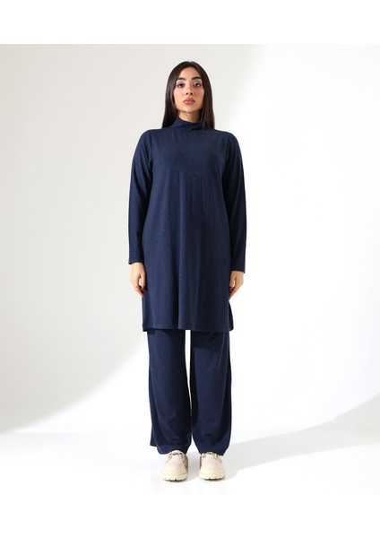 Kadın Boğazlı Yün Viskon Uzun Büyük Beden Kazak