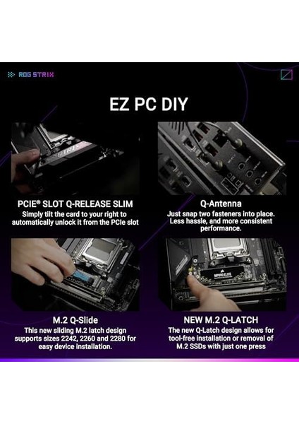 Rog Strıx B850-I Gamıng Wıfı Amd B850 Am5 Ddr5 8400 Dp HDMI Çift M2 Usb3.2 Gen 2x2 Wifi 7 + Bt Aura Rgb 2.5gbit Lan Mini Itx,2xgen5 M.2, Q-, Ready For Advanced Aı Pc, Aı Advisor modelleri