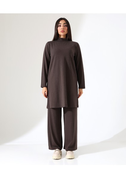 Kadın Boğazlı Yün Viskon Uzun Büyük Beden Kazak