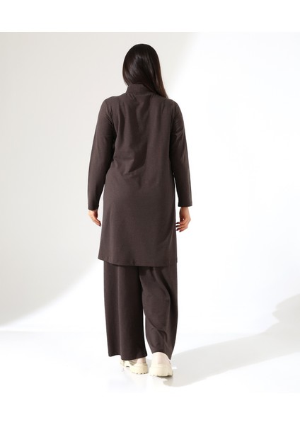 Kadın Boğazlı Yün Viskon Uzun Büyük Beden Kazak