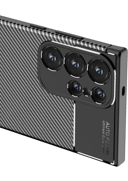 Teknosepetim Galaxy S25 Ultra Siyah Kılıf Karbon Tasarım Parmak Izi Yapmayan Kamera Kısmı Yüksek Lens Koruyucu Esnek Auto Focus fiyatları