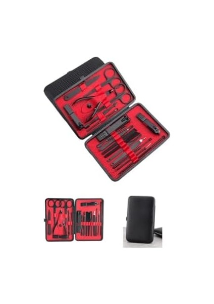 18 Parça Profesyonel Manikür Pedikür Seti – Tırnak Bakım Kiti, Siyah Çelik Aletler, Taşınabilir Deri Çanta fiyatları