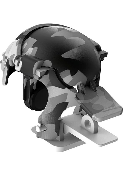 Mobil Oyun Kontrol Aparatı, Kamuflaj Desenli Koyu Yeşil - Beyaz, Pubg Mobile Kaskı Şeklinde, Mobile Gamepad, Ateş/tetik/kontrol/4 Parmak Kullanımını Sağlayan, Cep Telefonu/tablet Uyumlu Aparat