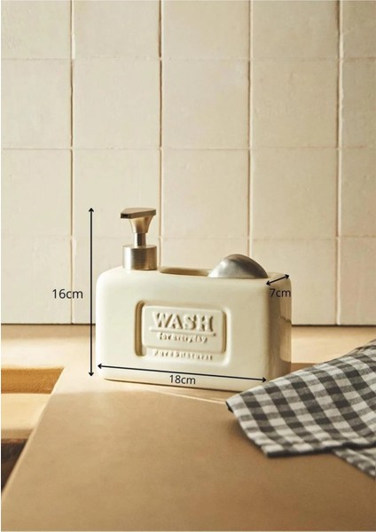 Ashley Taupe Porselen Sıvı Sabunluk – 750 Ml, Sünger Hazneli Mutfak ve Banyo Sabunluğu fiyatları
