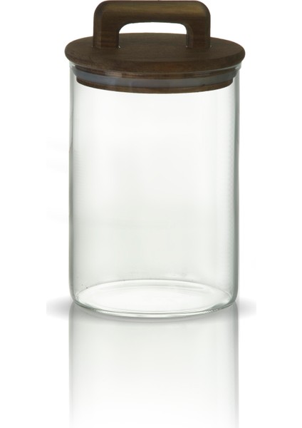 Saplı Akasya Kapaklı Yüksek Borosilikat Cam Saklama Kavanozu 3'lü Seti - 500ML - 1000ML - 1500ML - modelleri