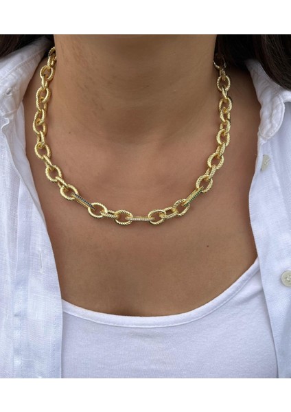 Renk Detaylı Kalın Zincir Kolye