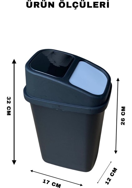 Tezgah Üstü Pratik Kapak Mutfak Banyo Çöp Kovası 5 Litre fırsatları