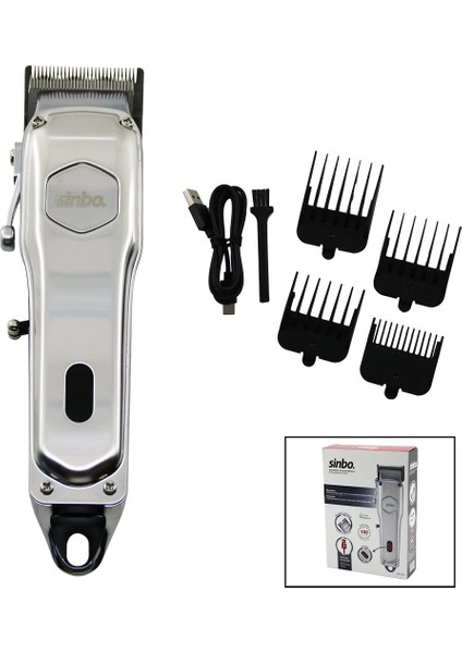 USB Şarjlı - Dijital Gösterge Saç - Sakal Kesme Traş Makinesi Çelik Gövde - Kollu Tarak Ayarı SHC-1905 (5148)