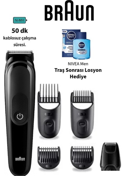 Erkek Bakım Seti – 6’sı 1 Arada Saç, Sakal ve Vücut Şekillendirme Kiti+Losyon