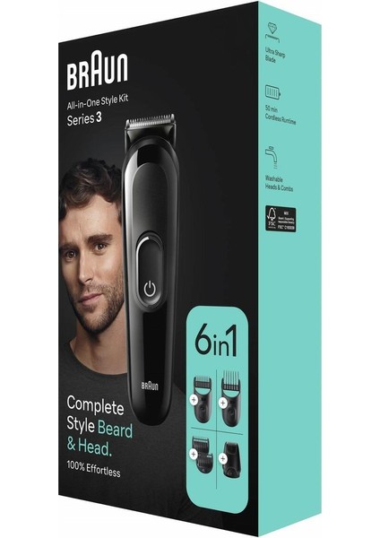 Erkek Bakım Seti – 6’sı 1 Arada Saç, Sakal ve Vücut Şekillendirme Kiti+Losyon