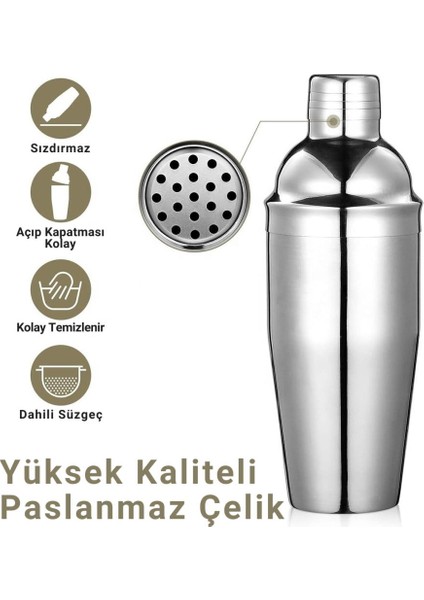 Profesyonel Paslanmaz Çelik 750ML 6 Parça Kokteyl Seti Kokteyl Hazırlama Bar Shaker Seti fiyatları