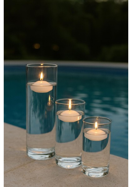 3 Lu Borosılikat Vazo Setı Yuzen Mum Hedıyeli -9 cm x 14 Cm+9 cm x 19 cm +9 cm x 24 Cm-Mumluk-Vazo fiyatları