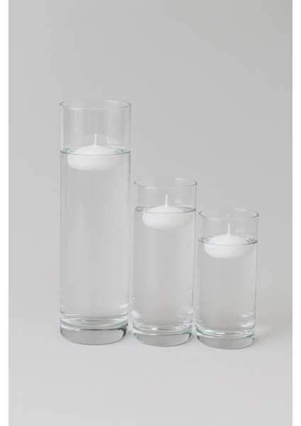 3 Lu Borosılikat Vazo Setı Yuzen Mum Hedıyeli -9 cm x 14 Cm+9 cm x 19 cm +9 cm x 24 Cm-Mumluk-Vazo modelleri