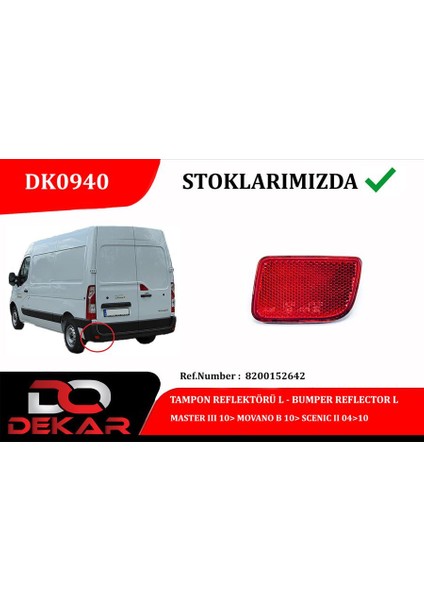 Mtxdpn Tampon Reflektörü L Master Iii 10 Movano B 10 Scenic Ii 04 10