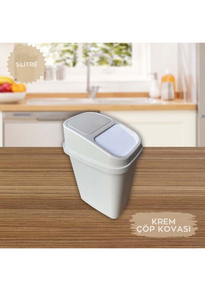 Tezgah Üstü Pratik Kapak Mutfak Banyo Çöp Kovası 5 Litre indirimleri
