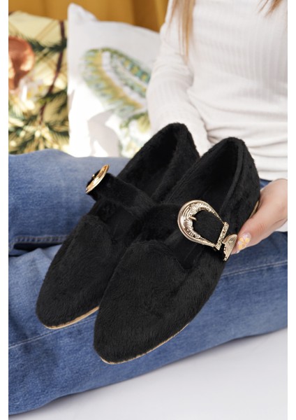 Kadın Babet Siyah Hafif Rahat Şık Iş Ofis Günlük Ayakkabı