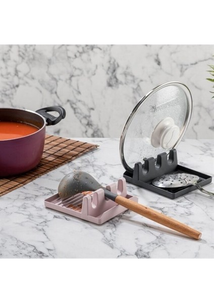 Tencere Kapak Tutuculu Kaşıklıklı Tencere Kapak Standı Pratik Kaşık Kepçe Altlık Düzenleyici (5264) fiyatları