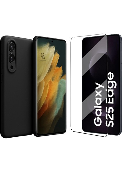 Samsung Galaxy S25 Edge ile Uyumlu Kılıf Esnek Premium Telefon Kılıfı ve Temperli Cam Ekran Koruyucu