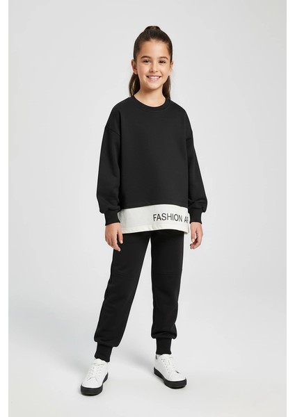 Yazı Detaylı Tarz Siyah Renk Kız Çocuk Takım fiyatları