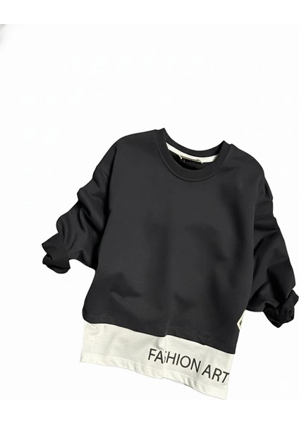 Yazı Detaylı Tarz Siyah Renk Kız Çocuk Takım modelleri