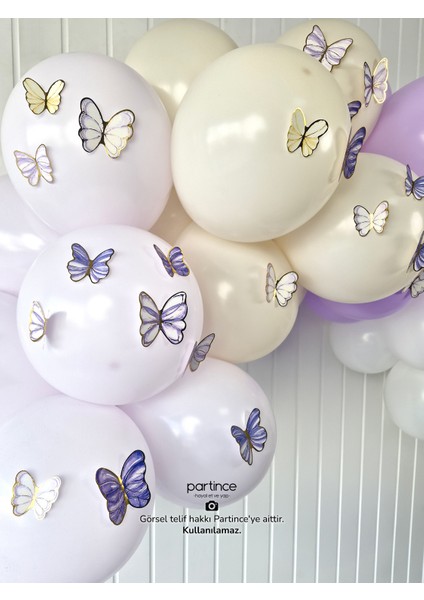 Lila Tema Mini Parti Seti Doğum Günü Balon Zinciri Eko Kit Lila Kelebek Tema Doğum Günü Süsü