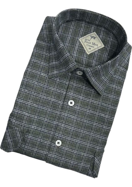 Klasik Geniş Kesim Ekoseli Flanel Çift Cepli Uzun Kollu Erkek Gömlek