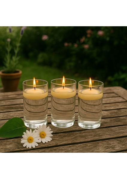 3 Lu Borosılkat Cam Icerısınde Yuzen Mum-Yeşil 70 mm x 140 cm modelleri