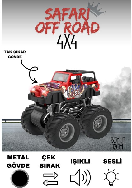 Metal Jeep Sürtmeli Işıklı Müzikli Off Road Arabası 12 cm fiyatları