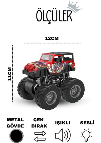 Metal Jeep Sürtmeli Işıklı Müzikli Off Road Arabası 12 cm modelleri