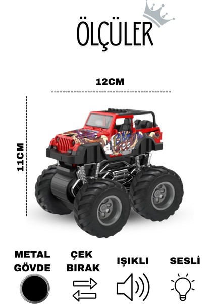 Metal Jeep Sürtmeli Işıklı Müzikli Off Road Arabası 12 cm fırsatları
