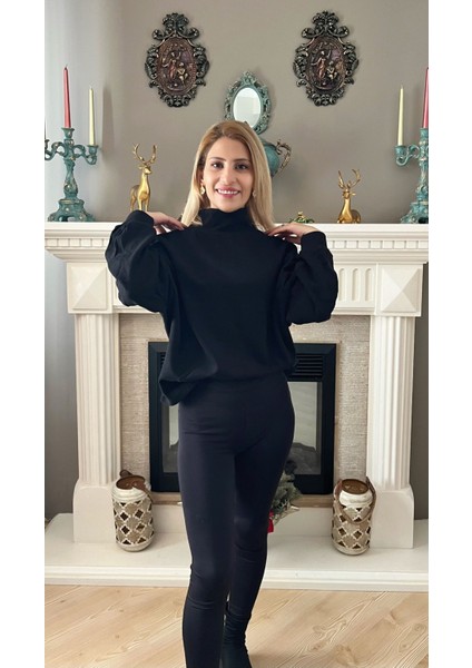 Balıkçı Yaka Siyah Kazak