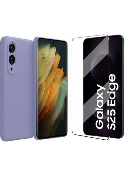 Samsung Galaxy S25 Edge ile Uyumlu Kılıf Esnek Premium Telefon Kılıfı ve Temperli Cam Ekran Koruyucu