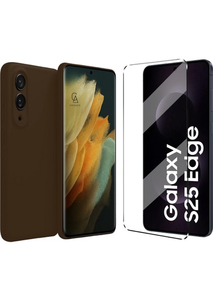 Samsung Galaxy S25 Edge ile Uyumlu Kılıf Esnek Premium Telefon Kılıfı ve Temperli Cam Ekran Koruyucu