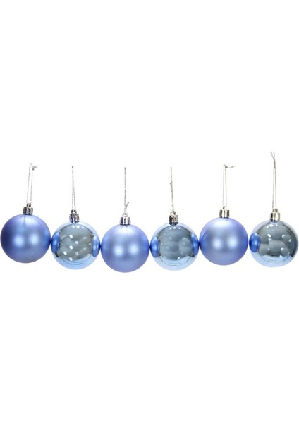 Yılbaşı Süsü 6'lı Top Buz Mavisi 4 cm