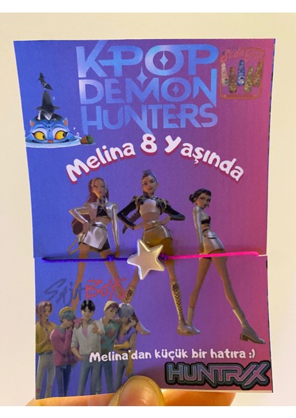 K-Pop Demon Hunters Temalı Özel Doğum Günü Hediyelik Bileklik 10 Adet– Çocuk Parti Misafir Hediyesi