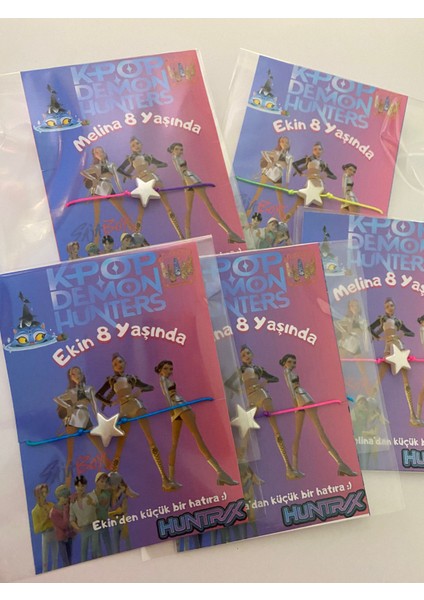 K-Pop Demon Hunters Temalı Özel Doğum Günü Hediyelik Bileklik 10 Adet– Çocuk Parti Misafir Hediyesi modelleri