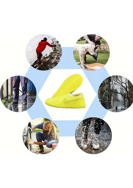 Silikon Ayakkabı Kılıfı Koruyucu – Kaymaz Tabanlı Su Geçirmez Yağmur Kar Botu (L Beden, Siyah) modelleri