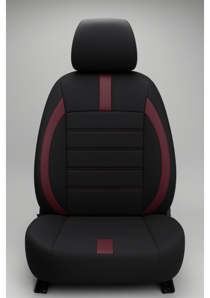 Kia Rio 2005-2011 Uyumlu - Tay Tüyü Orta + Lacost Kenar, 8 mm Süngerli Oto Koltuk Kılıfı Siyah Bordo (2 cm Yan Destek) fiyatları